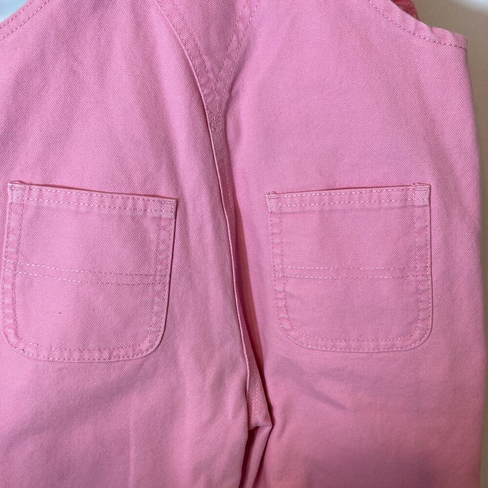 Carhartt Toddler Girls Pink Lemonade Plaid Flannel Lined Canvas Bib Overalls - Picture 8 of 12